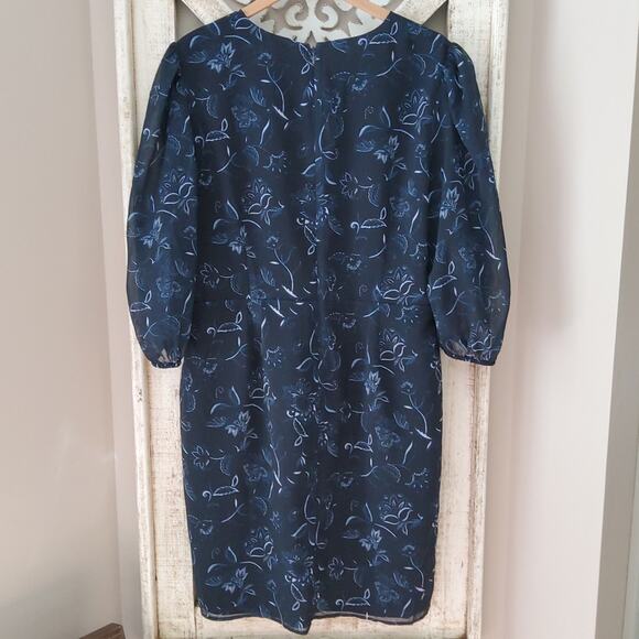 New Halogen Chiffon Faux Wrap Surplice Midi Dress in Bali Floral - Picture 9 of 11